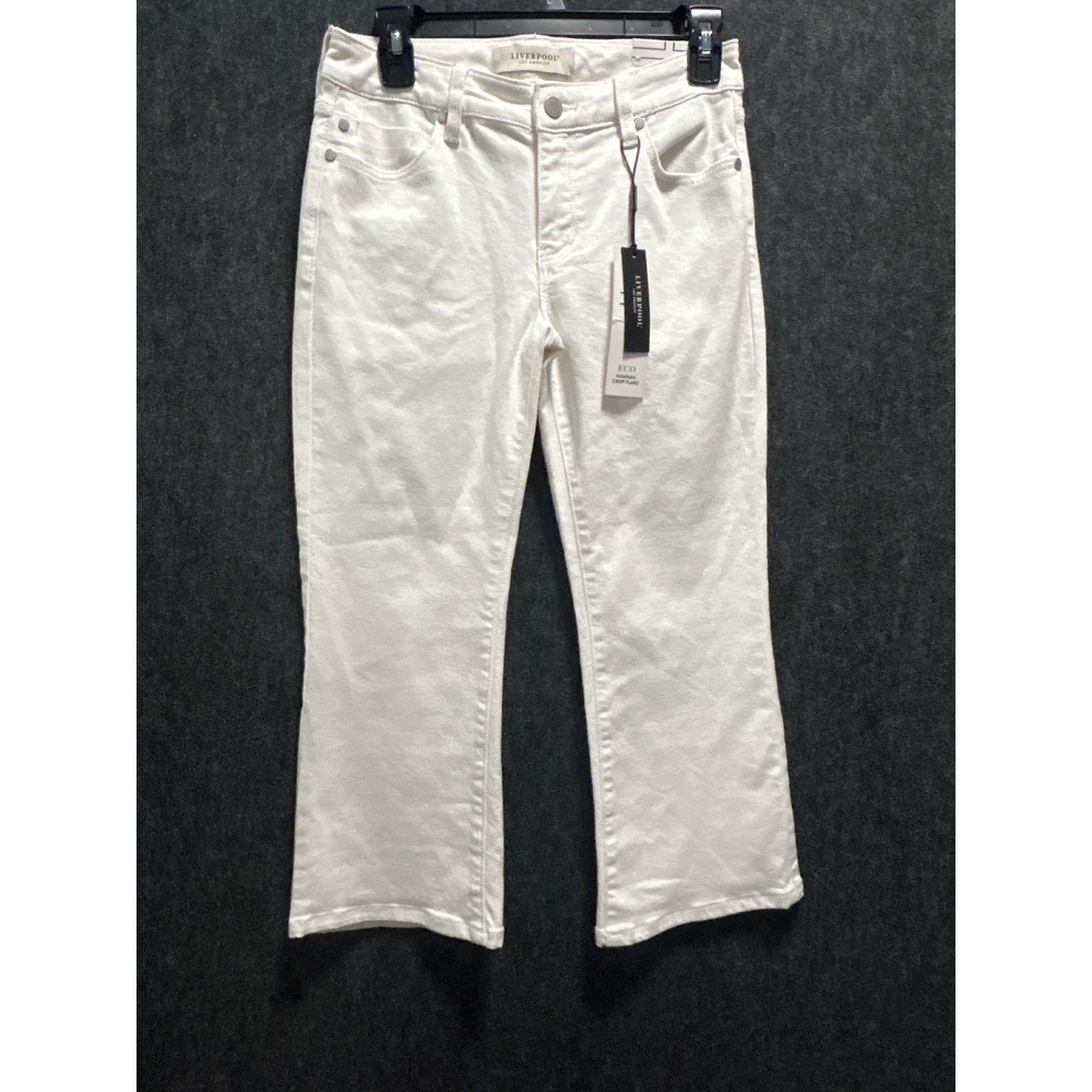 Liverpool‎ Hannah Crop Flare Jeans Womens 2P 26 White NWT Eco Petite Denim